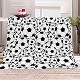 JYDQM Flanell-Fleece-Überwurfdecken, schwarz-weiß, Fußball-Bettwäsche-Set, superweich, flauschig, Überwurf, Sofa, Mikrofaser, Decke für Sofa, Betten, Sofas, Couch, Stühle, 150 x 200 cm