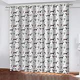 LAMPPE Outdoor Vorhang Wetterfest Mit Ösen Schlaufen 2Er Set Cartoon-Welpen-Druck H 214 X B 100 cm Verdunkelungsvorhang Blickdicht Vorhänge Kinderzimmer Fenstergardinen Wohnzimmer Schlafzimmer