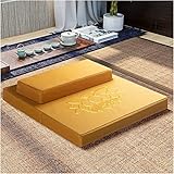 Sanswin Zabuton, Zafu Meditationskissen 2-Teiliges Zabuton Set Yoga Quadratisch 60/70/80 cm Japanisches Zafu Bodenkissen Lotus Meditationsset Kissen (Mönchsgelb,80 * 80cm)