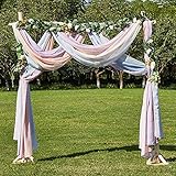 PONY DANCE Querbehang Gardine mit Farbverlauf Hausbett Dekoration Mädchen Querbehang Freihanddeko für Traubogen Hochzeit Himmelbett Vorhänge Tüll Stoff, 1 Stück H 548 x B 152 cm, Eleganter Regenbogen