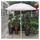 NOIRDA Deko-Sonnenschirm Für Den Garten, Runder Rosa Gestreifter Terrassenschirm Mit 160 cm Durchmesser, Sonnenschirm Im Freien, Wasserdichter, Faltbarer Strandschirm, Höhenverstellbar
