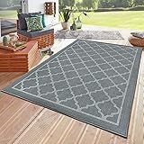Outdoor Teppich Wetterfest, 120x180 cm Balkon Teppich Wasserfest, Camping Teppich Boho Grau, Outdoorteppich für Terrassenfreigabe,Waschbarer Teppich Outdoor Anti-Rutsch, für In Outdoor, Küche,Lattice