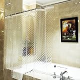 ecooe Duschvorhänge 3D Rhombus Duschvorhang Transparent 100% Eva-Material Wasserdicht Anti Schimmel, 180 x 200cm mit 12 Ringe Badvorhang für Badezimmer, Dicke 0,15 mm