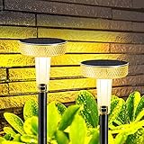 Greenclick LED Solarleuchten Gartenlampen Solar Gartenleuchten 2 Stück Solarlampen 3000K Warmweiß Solar Wegelampen IP66 Gartenlicht Wegebeleuchtung für Außen Garten Rasen Terrasse Hof Einfahrt Gehweg