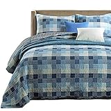 Plaid-Dicker-Bettdecken-Sets, 3-teilige Bettdecke aus Baumwolle, weiche Tagesdecke, Bettdecke, Kissenbezüge, Queen-Size-Größe, 230–250 cm, Stylea