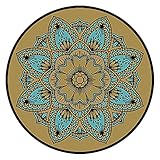 QQLADY Runder Wohnzimmerteppich, Bohemian-Mandala-Druck, ultraweich, Ethnischer Vintage-Teppich, leicht zu reinigen, großer Outdoor-Teppich, maschinenwaschbar, Hängekorbmatte, braun, Durchmesser: 2