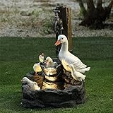 Solarbrunnen Tiere-Kaskade Solar Springbrunnen Tischbrunnen Outdoor Polyresin Wasserspiel Solar Solarbrunnen Garten für Garten Terrasse Balkon