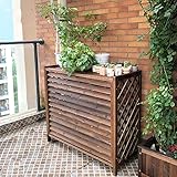 Massivholz Klimaanlage Abdeckung Outdoor Blumenstander Holz, Jalousien Klimaanlage Abdeckung Blumenständer Aus Holz, Verdicktes Holzbrett, Wasserdicht/Balkon Pflanzen Blumenständer