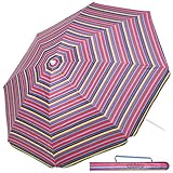 Kingsleeve Sonnenschirm 180cm UV Schutz 50+ Neigbar mit Erdspieß Tragetasche Wasserabweisend Strand Garten Strandschirm Balkonschirm Gartenschirm Bunt
