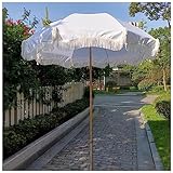 NOIRDA 2m Gartenschirm Sonnenschutz UV-Schutz Marktschirm, Tragbarer Strandschirm Mit Quaste, Runder Sonnenschirm, Für Deck,Schwimmbad, Café, Weiß
