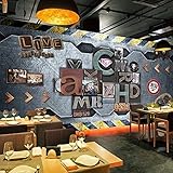 benutzerdefinierte jede größe wandbild retro industriestil metall buchstabe nummernschild tapete hintergrund restaurant bar kaffee wandverkleidung-400cm(W) x300cm(H)