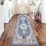 SHACOS Teppich Läufer Flur Blau Küchenteppich Waschbar rutschfest Teppichläufer Flur rutschfest 60x180cm Mandala Teppich Läufer Bettvorleger Schlafzimmer Läufer Teppich für Wohnzimmer, Küche, Balkon