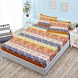 Spannbettlake Spannbettlaken FüR Boxspringbett Brauner Boho Spannbettuch Mikrofaser GebüRstete Polyester Bed Sheets，180 * 200cm
