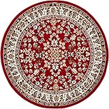 andiamo Klassischer Orient Teppich Webteppich mit Orientalischen Mustern und Ornamenten Rot 120 cm Rund