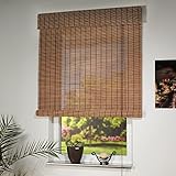 Holzrollo Farbe braun Breite 80-160 cm Läng 170 cm Seitenzug Fenster Tür Rollos (120 x 170 cm)