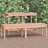 Youuihom Holzbank für Draußen, Doppelte Gartenbank, Gartenbank 2-Sitzer 159,5x44x45 cm Massivholz Douglasie Geeignet für Gärten, Balkone und Terrassen, Sonnenzimmer