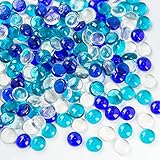 HAKACC Glasnuggets, 420 Stück Glassteine Blau Dekosteine weiß Flache Steine Glassteine Deko Mosaiksteine Cabochon Deko