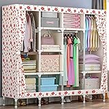 WIQUYBML Stoff-Kleiderschrank, Faltbarer Kleiderschrank, Leinen-Kleiderschrank mit 3 Kleiderstangen, 9 Regalen für Schlafzimmer, Wohnzimmer, C (D 158 x 46 x 168 cm)