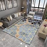 RUGMRZ Teppich Flur Lang Innendekoration mit Fester Geometrie Kitchen Rug grau Schreibtisch Teppich teppichläufer waschbar Teppich Flur lang Kamin deko Wohnzimmer teppich120x160CM