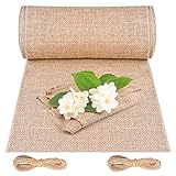 Cieex Jute Tischläufer, 30cm x 10m Beige Juteband Tischband, Natur Juteläufer Jutestoff für Hochzeit, Bauernhaus Party, Kommunion, Rustikale Tisch Dekoration