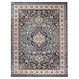 Carpeto Traditioneller Orientalischer Teppich - Kurzflor - Weicher Teppich Perser für Wohnzimmer Schlafzimmer Esszimmer - ÖKO-TEX Zertifiziert - AYLA - 180 x 250 cm - Blau