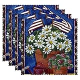 Tischsets 4er-Set,Esstisch-Tischsets,Vintage Blume der amerikanischen Gänseblümchen Tischsets,Tischsets 4er-Set,Tischsets aus Stoff