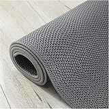 Drainage Bodenmatte 90x300cm rutschfest Kommerzielle Küchenmatten Pool Matte Badezimmer Bodenmatte 5.5mm dick PVC Mesh Hohlmatte für Nassbereich Küche Schwimmbad Waschraum Restaurant Garage Grau