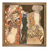 Die Braut von Gustav Klimt Klassische Kunst Reproduktionen Moderne Wandbilder für Wohnzimmer Dekor Leinwanddruck Landschaft Kunstwerk Deko Wohnzimmer(Rahmen A,Gold,30x30cm 12'x12')