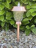 Solithia Solarlampe Bismark 2 er Set Warmweiß Kupferr aus dem TV Garten Gartenlampe bleuchtung gemütlich edel klassisches Glasdesign Solarleuchte der Hingucker