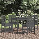 JUNZAI 5-TLG. Garten-Essgruppe Grau Massivholz Kiefer, Gartenmöbel Set, Terassenmöbel Außen, Möbelsets, Balkonset, Garden Furniture, Balkonmöbel Set, Tisch- Und Stuhl Set, Essgruppe