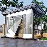 Transparente wasserdichte Vorhänge, 0,5 mm wasserdichter Vorhang, PVC-Kunststoff Winddichtes Planenpanel mit Reißverschluss, Seitenwände aus weißer Plane, für Pergola, Veranda,7x3m/23x9.8ft