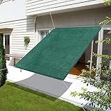 Sonnensegel Rechteckig 7 x 10 m Wasserdurchlässig Sonnenschutz Terrassenschirme Balkon Wetterschutz mit Kabelbinder Ohne Bohren für Balkon Garten Terrasse, Grün