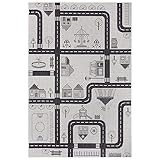 Hanse Home Flachgewebe Kinderteppich Straßenteppich City, Farbe:Creme/schwarz, Größe:120x170 cm