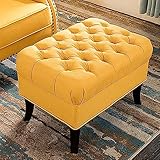 Knöpfe Fußstütze, Massivholz-Fußhocker, Eingangsbereich, Schuhbank, rustikaler Couchhocker für Wohnzimmer, Schlafzimmer (Color : Cotton Yellow, Size : 28x20x17inch)