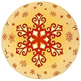 Hanse Home Christmas Snowflake Kinderteppich Rund – Kinderzimmerteppich rutschfest Jungen & Mädchen Weicher Kurzflor Teppich Schneeflocke für Kinderzimmer, Spielunterlage – Gelb, 80cm