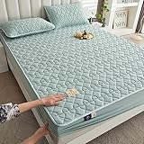 Spannbettlaken 70 x 78inch 3Stück, wasserdichtes Bettlaken und Kissenbezüge, gesteppter, Dicker Matratzenschoner Bettwäsche für ältere Menschen und Kinder, blau