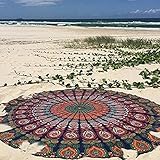 raajsee Indien Strandtuch Rund Mandala Hippie/Groß Indisch Rundes Baumwolle/Boho Runder Yoga Matte Tuch Meditation/Tischdecke Rund aufhänger Decke Picknick Teppich 70 inch (Blaue orange Mandala)