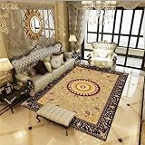 Kunsen Rugs Waschbarer Teppich Wohnzimmer Teppich Salon Gelb Geometrische Blumenmuster Schlafzimmer Wasch Bar 120X180Cm Büroteppich Braun