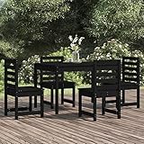 Festnight gartenmöbel Set 4 Personen sitzgruppe Garten 4 Personen balkonmöbel Set 4 Personen Gartenmöbel Essgruppe Gartentisch mit stühlen Set Massivholz Kiefer-Schwarze -5-TLG-2