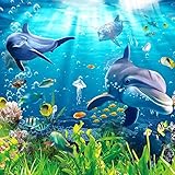 JUEWEIER Kinderzimmer Unterwasserwelt Delphintapete selbstklebendes Wandbild geeignet für moderne Schlafzimmer Wohnzimmer Dekoration