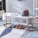 Aufbewahrungsbank mit goldenem Sockel, Aufbewahrungsbank mit Schubladen, Moderne Bettbank, Schlafzimmerbank mit Stauraum (Color : Grey, Size : 120cm)