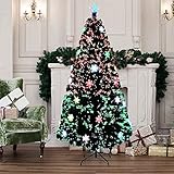 Froadp 240cm LED Weihnachtsbaum Künstlicher Glasfaser Illuminated Tree Dekoratives Grün Baum mit Farbwechsel Beleuchteter für Innen Weihnachten Deko(40 LEDs, Bunt Schneeflocke)