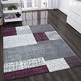 VIMODA Teppich Kurzflor in Lila Grau Weiß, Maße:160x230 cm