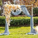 EBETA Hochzeit Querbehang Freihanddeko für Hochzeitsbogen & Traubogen Himmelbett Vorhänge Gardine für Fenster Deko aus Chiffon-Stoff (Rauch-blau)