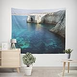 EHOMERY Wandteppich Vintage Groß Flur Wanddekoration Das Meer Wandteppich Schlicht Strandtuch XXL Wohnzimmer Schlafzimmer Wandbehang Dekoration 200x200cm
