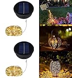 ULEMONDEE Solarleuchten Ersatzteile mit wasserdichter LED-Lichterkette für den Außenbereich, Solar-Gießkanne und hängende Laternen, Warmweiß (8 cm, 2 Stück)