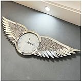 ZORZA Große Wanduhr, Wanduhren Modern Wohnzimmer, Die Form der Flügel Spiegelglas-Wanduhr, Mode Diamant, Nicht Tickende Uhr für Wanddekoration, Badezimmermotiv, Esszimmer,140×42cm/55×16.5in