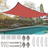 Rechteckige Sonnensegel Für Den Außenbereich, 95% UV-Schutz Allwetterschutz, Verdickte Oxford-Sonnensegel, 20 Größen Für Terrasse Garten Deck Pool (Color : Dark red, Size : 2x2.5m)