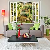 decomonkey | Optische Täuschung | Garten Tunnel Weitblick Fensterblick 3D Wandillusion ca 210x150 cm Wandbild Fototapete Tapete Poster XXL Vlies Leinwand Bilder Dekoration Panorama TOC0015aL