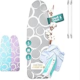 Widemex Exklusiver 3-Lagen Bügelbrettbezug mit zwei Spannclips | Bezugsgröße 115 x 35 cm (S) | Perfekte Gleitunterlage zum Bügeln aus 100% Baumwolle | Made in Europe